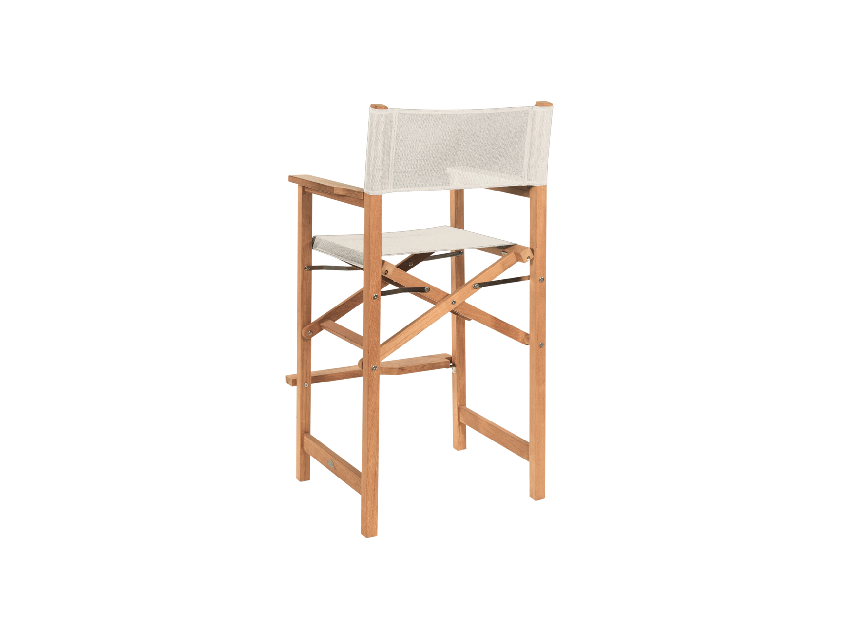 Director 3-Piece Square Teak White Outdoor Bar Height Dining Set with Folding Armchairs - Ornate Home