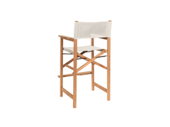 Director 3-Piece Square Teak White Outdoor Bar Height Dining Set with Folding Armchairs - Ornate Home