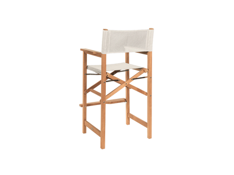 Director 3-Piece Square Teak White Outdoor Bar Height Dining Set with Folding Armchairs - Ornate Home