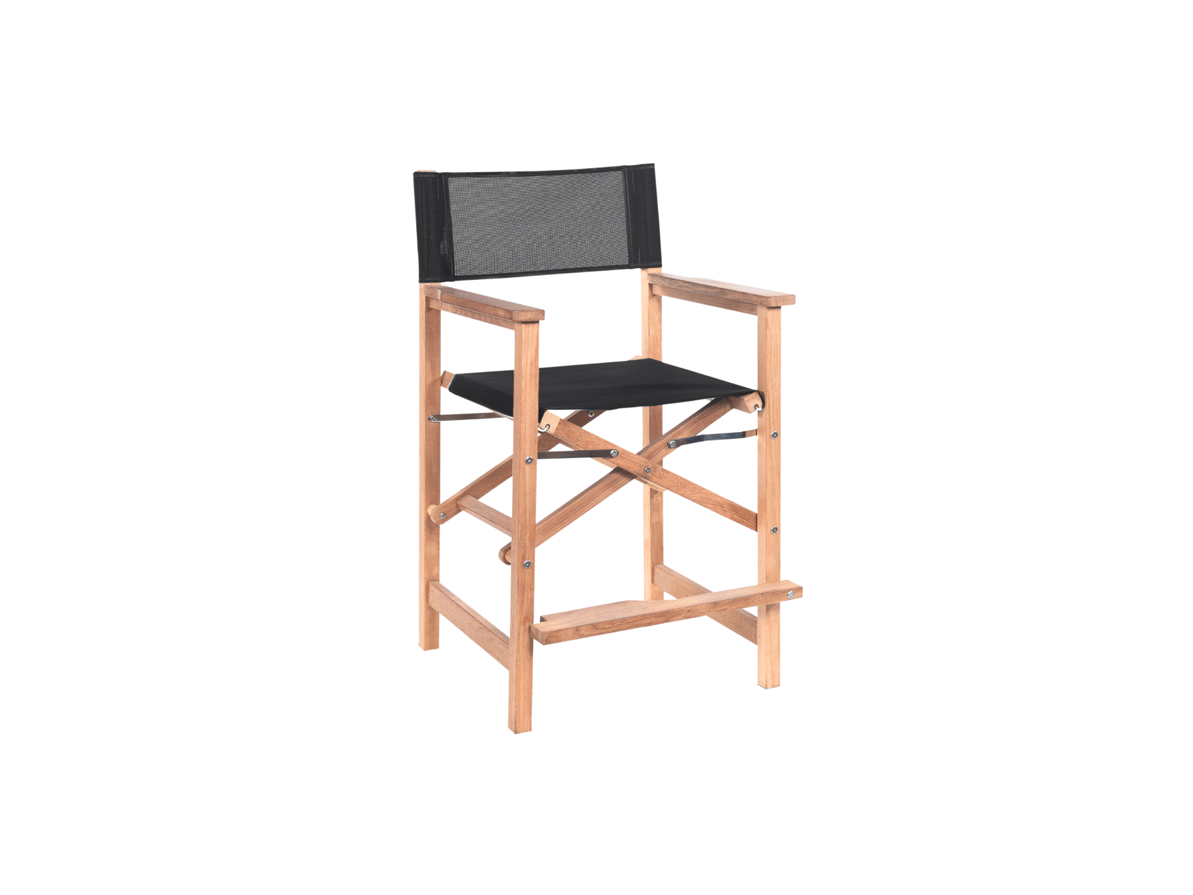 Director 5-Piece Rectangular Teak Black Outdoor Counter Height Dining Set with Folding Armchairs - Ornate Home