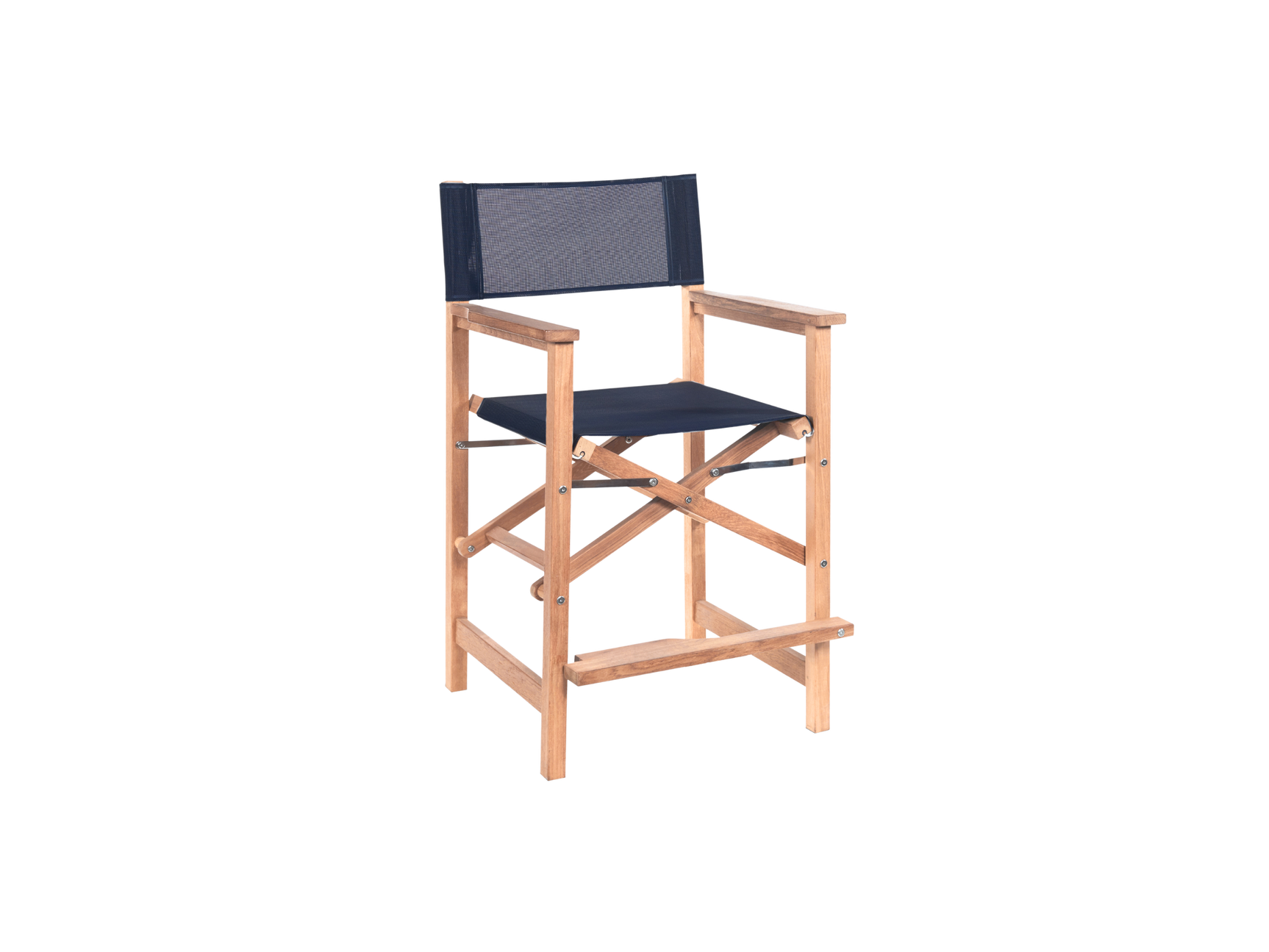 Director 5-Piece Rectangular Teak Blue Outdoor Counter Height Dining Set with Folding Armchairs - Ornate Home