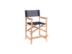Director 5-Piece Rectangular Teak Blue Outdoor Counter Height Dining Set with Folding Armchairs - Ornate Home