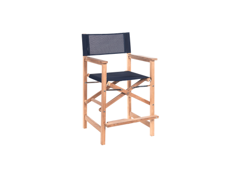 Director 5-Piece Rectangular Teak Blue Outdoor Counter Height Dining Set with Folding Armchairs - Ornate Home