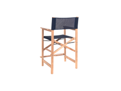 Director 5-Piece Rectangular Teak Blue Outdoor Counter Height Dining Set with Folding Armchairs - Ornate Home