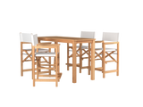 Director 5-Piece Rectangular Teak White Outdoor Counter Height Dining Set with Folding Armchairs - Ornate Home