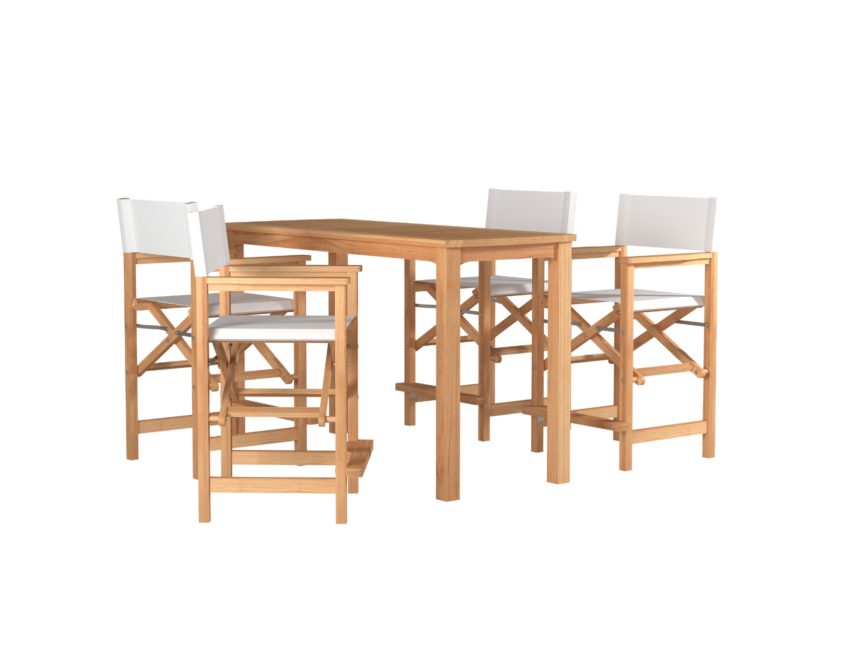 Director 5-Piece Rectangular Teak White Outdoor Counter Height Dining Set with Folding Armchairs - Ornate Home