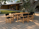 Director 7-Piece Teak Black Outdoor Family Dining Set with Folding Armchairs - Ornate Home