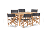 Director 7-Piece Teak Black Outdoor Family Dining Set with Folding Armchairs - Ornate Home
