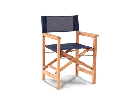 Director 7-Piece Teak Blue Outdoor Family Dining Set with Folding Armchairs - Ornate Home