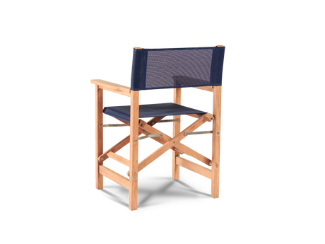 Director 7-Piece Teak Blue Outdoor Family Dining Set with Folding Armchairs - Ornate Home