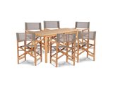 Director 7-Piece Teak Taupe Outdoor Family Dining Set with Folding Armchairs - Ornate Home
