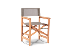 Director 7-Piece Teak Taupe Outdoor Family Dining Set with Folding Armchairs - Ornate Home