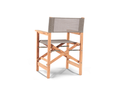 Director 7-Piece Teak Taupe Outdoor Family Dining Set with Folding Armchairs - Ornate Home