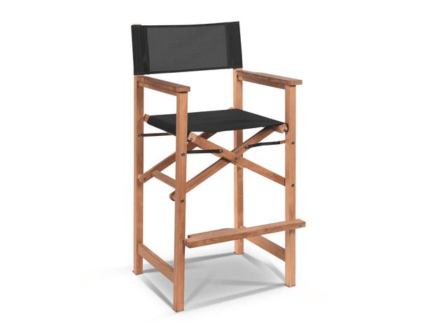 Director Teak Black Outdoor Bar Height Dining Armchair - Ornate Home