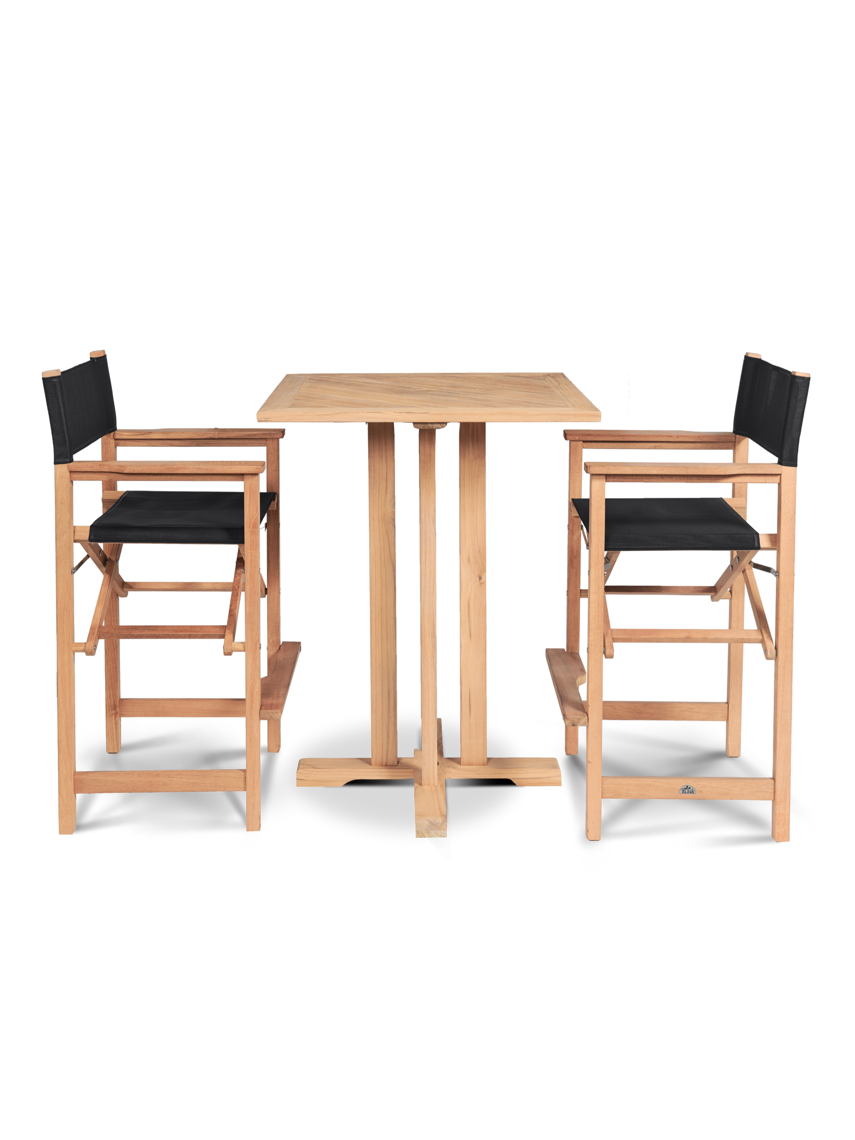 Director Teak Black Outdoor Bar Height Dining Armchair - Ornate Home