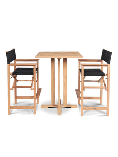Director Teak Black Outdoor Bar Height Dining Armchair - Ornate Home