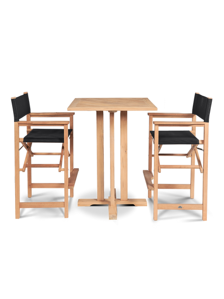 Director Teak Black Outdoor Bar Height Dining Armchair - Ornate Home