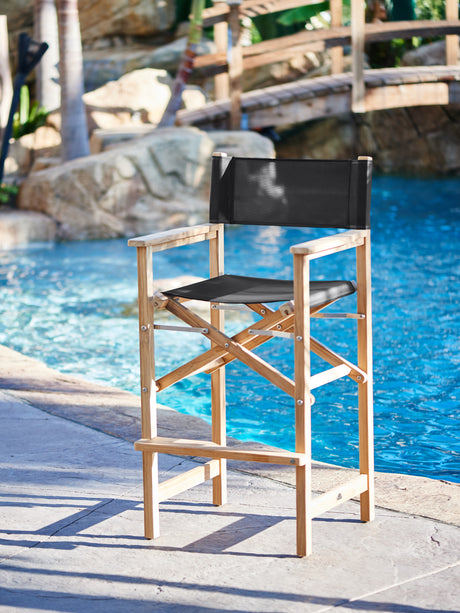 Director Teak Black Outdoor Bar Height Dining Armchair - Ornate Home