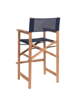 Director Teak Blue Outdoor Bar Height Dining Armchair - Ornate Home