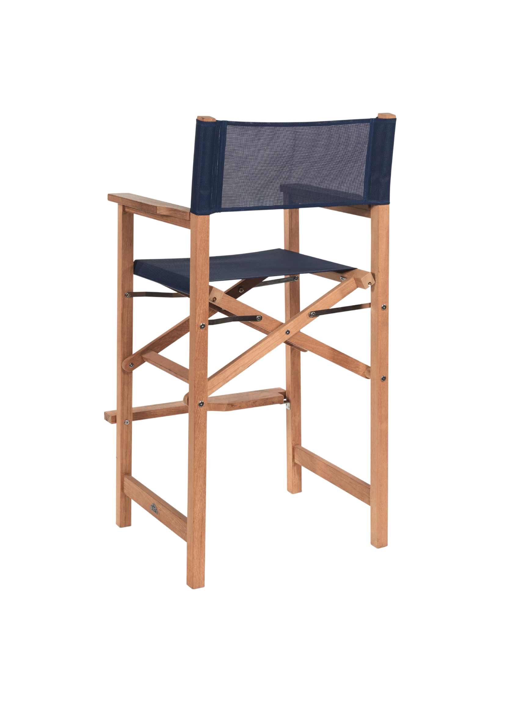 Director Teak Blue Outdoor Bar Height Dining Armchair - Ornate Home
