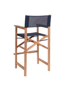 Director Teak Blue Outdoor Bar Height Dining Armchair - Ornate Home