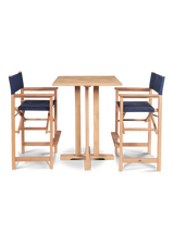 Director Teak Blue Outdoor Bar Height Dining Armchair - Ornate Home