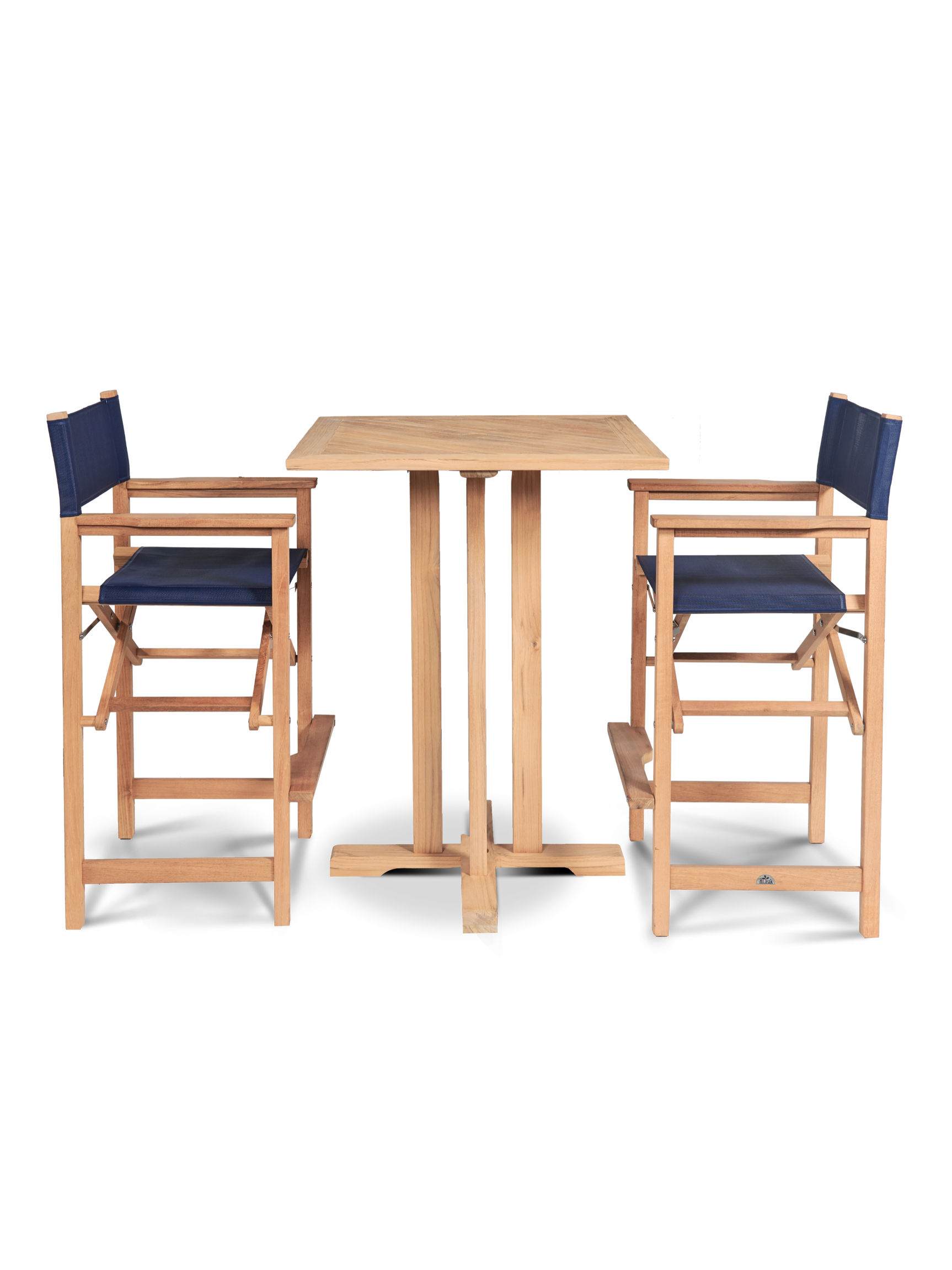 Director Teak Blue Outdoor Bar Height Dining Armchair - Ornate Home