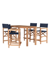 Director Teak Blue Outdoor Counter Height Dining Armchair - Ornate Home