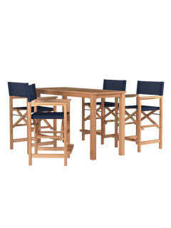 Director Teak Blue Outdoor Counter Height Dining Armchair - Ornate Home