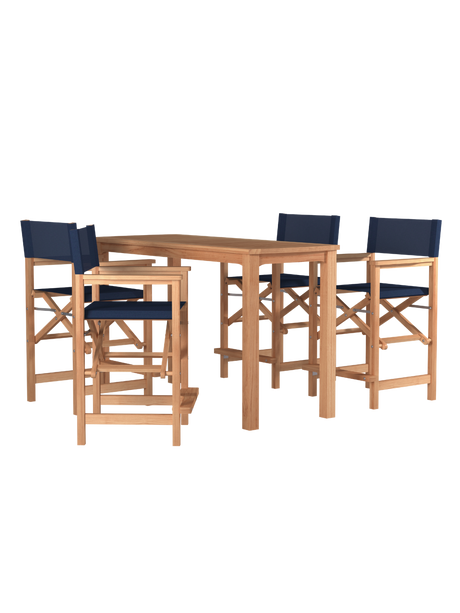 Director Teak Blue Outdoor Counter Height Dining Armchair - Ornate Home