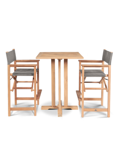 Director Teak Taupe Outdoor Bar Height Dining Armchair - Ornate Home