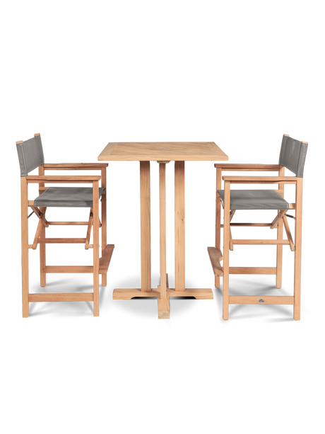 Director Teak Taupe Outdoor Bar Height Dining Armchair - Ornate Home