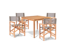 Director Teak Taupe Outdoor Dining Folding Armchair - Ornate Home