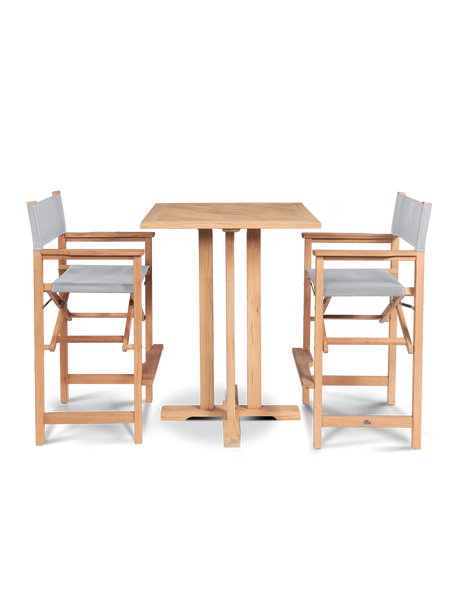 Director Teak White Outdoor Bar Height Dining Armchair - Ornate Home