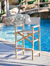 Director Teak White Outdoor Bar Height Dining Armchair - Ornate Home