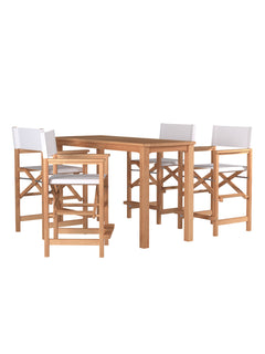 Director Teak White Outdoor Counter Height Dining Armchair - Ornate Home