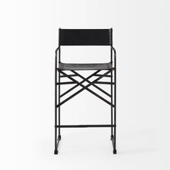 Direttore Black Leather Bar Stool - Ornate Home