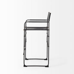 Direttore Black Leather Bar Stool - Ornate Home