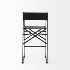 Direttore Black Leather Bar Stool - Ornate Home
