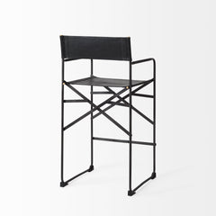 Direttore Black Leather Bar Stool - Ornate Home