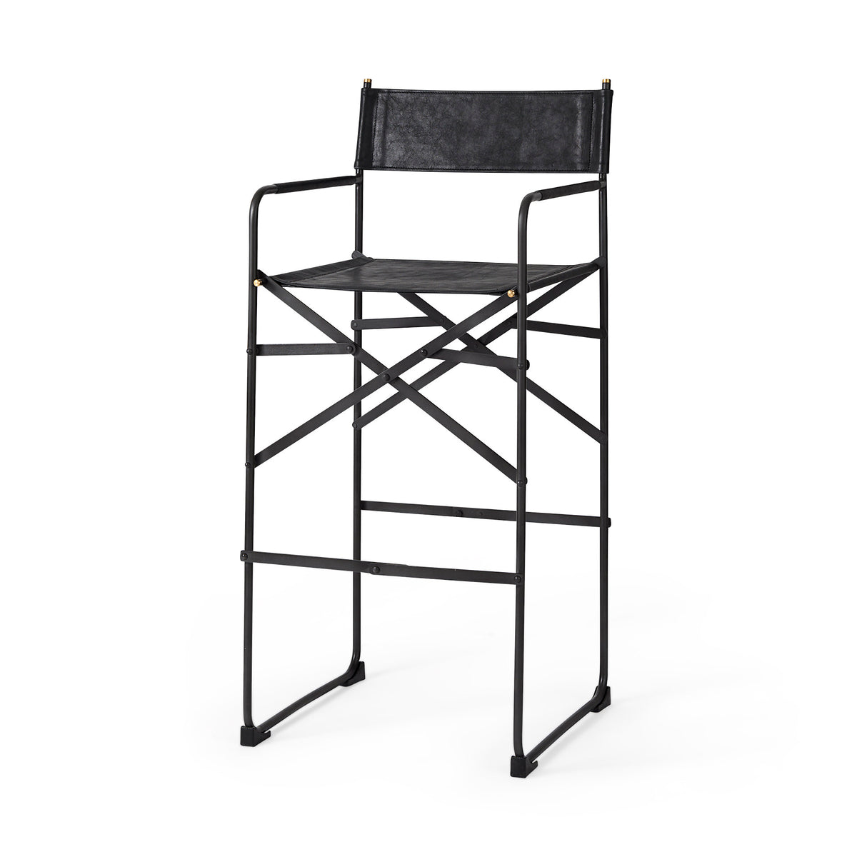 Direttore Black Leather Seat Bar Stool - Ornate Home