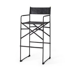 Direttore Black Leather Seat Bar Stool - Ornate Home