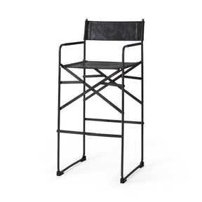 Direttore Black Leather Seat Bar Stool - Ornate Home