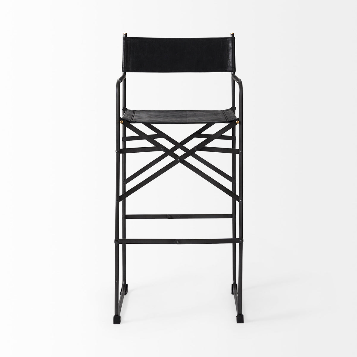 Direttore Black Leather Seat Bar Stool - Ornate Home