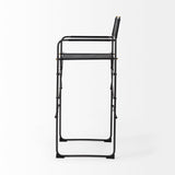 Direttore Black Leather Seat Bar Stool - Ornate Home