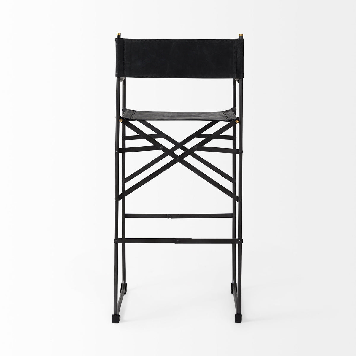 Direttore Black Leather Seat Bar Stool - Ornate Home