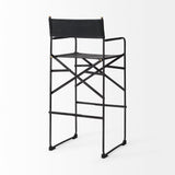 Direttore Black Leather Seat Bar Stool - Ornate Home