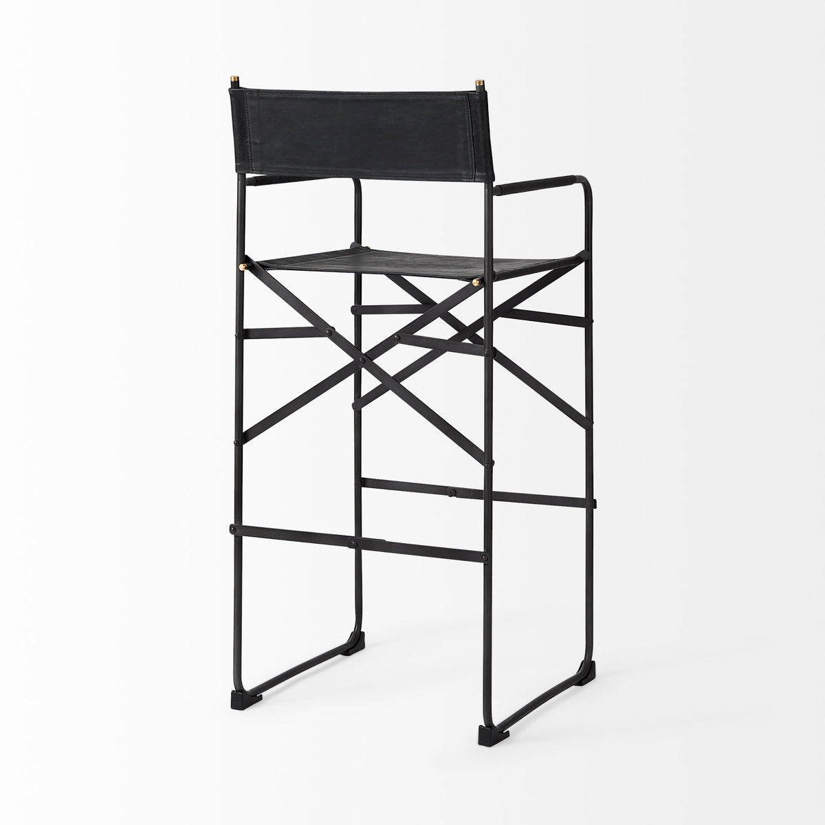 Direttore Black Leather Seat Bar Stool - Ornate Home