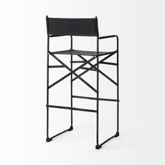 Direttore Black Leather Seat Bar Stool - Ornate Home