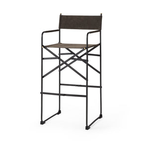 Direttore Brown/Gray Suede with Metal Frame Bar Stool - Ornate Home